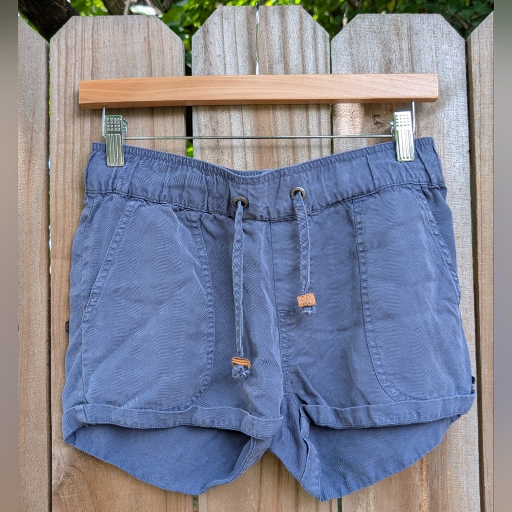 Tentree Blue Lyocell Drawstring Casual Shorts Mid Rise
